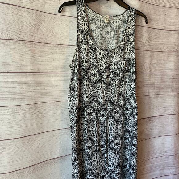 Pink Republic Geometric Pattern Dress Sleeveless Pocket Drawstring Waist Size L - Picture 2 of 12